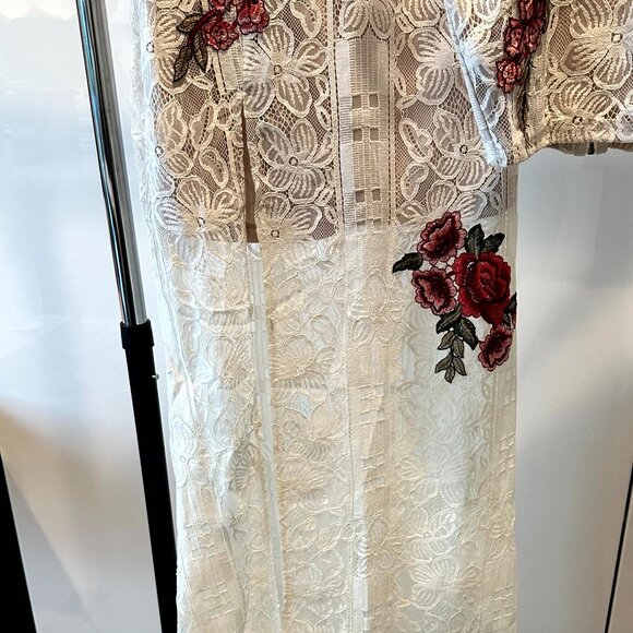 NWOT - Lulus Take a Vow  Ivory Lace Two-Piece Maxi - Size Small - Picture 11 of 16
